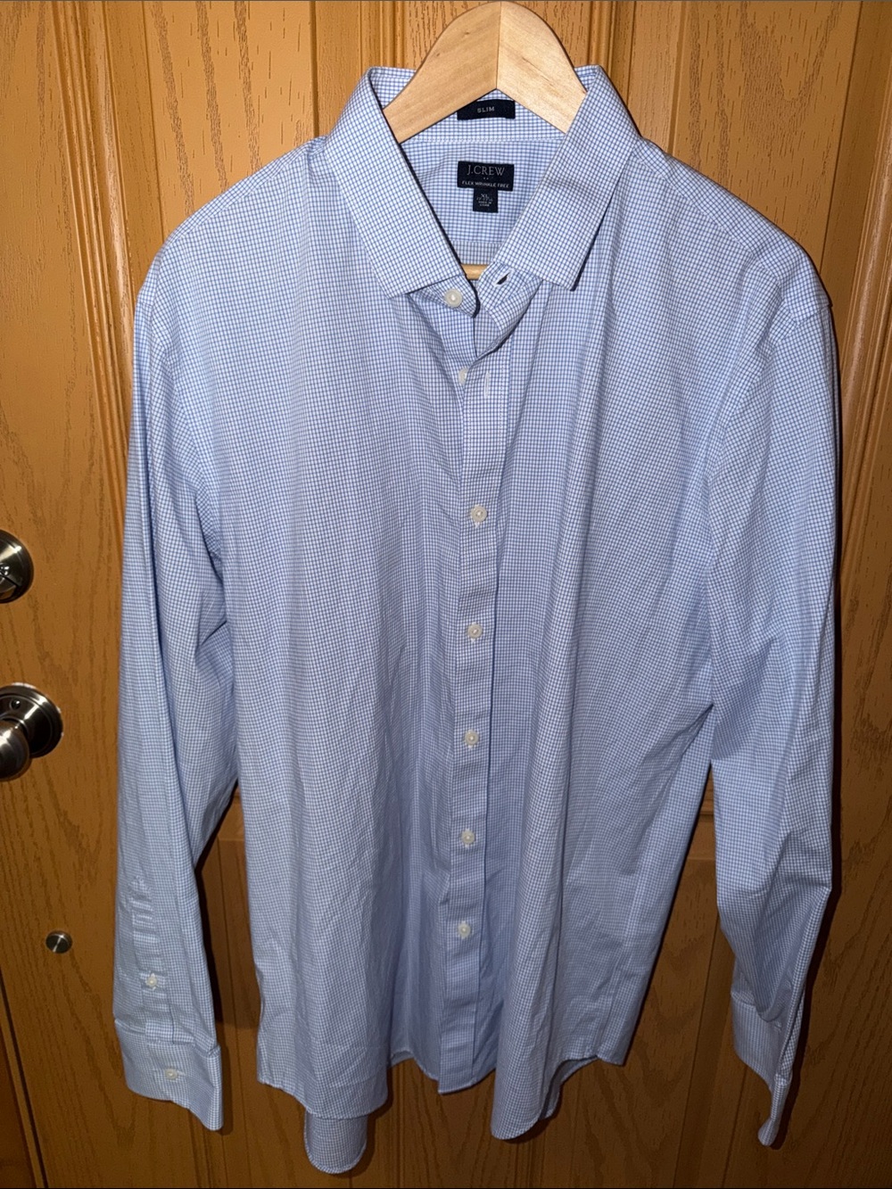 J. Crew Men’s Blue Micro-Check Dress Shirt Slim